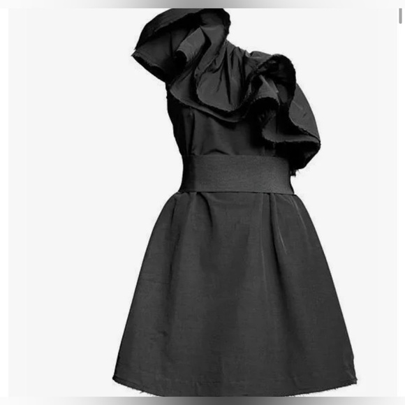 Lanvin H&M Little Black One Shoulder Dress SZ 6 worn once - Picture 3 of 11